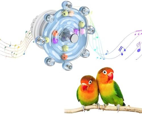 Pawfly Bird Toys for Parakeets, Colorful Spinning Wheel Chew Toy, Interactive Spinner Rattle Parrot Toys, Cockatiel Toy, Parakeet Toys, Bird Cage Accessories for Entertainment Chewing Exercise, Blue