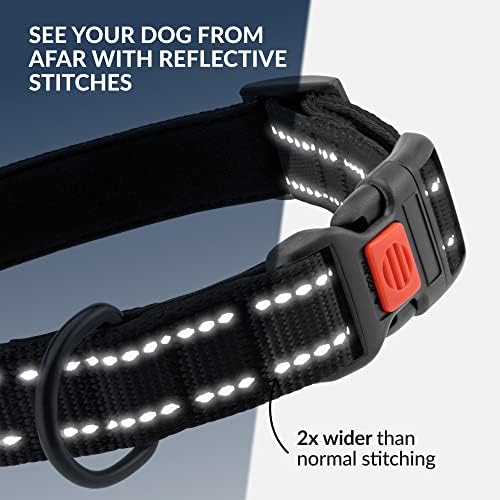 Reflective Dog Collar, Quick-Release Buckle (Black, 10-13 Inch)