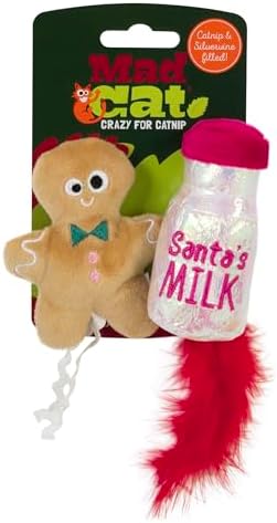 Mad Cat Santa Claws Milk Catnip and Silvervine Plush Cat Toys, Pack of 2