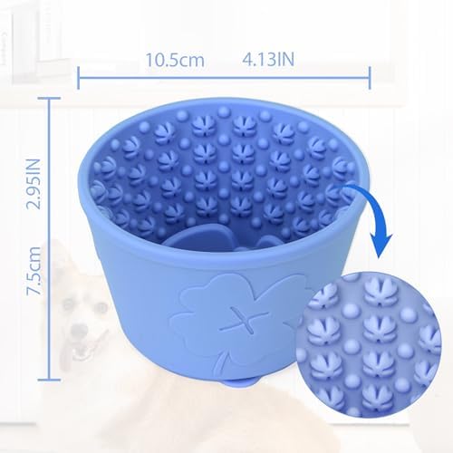 Silicone Lick Bowl for Dogs,Freeze Bowl for Dogs with Suction Cups for Dog Anxiety Relief,Interactive Dog Puzzle Toy (Blue)