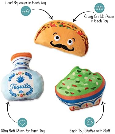 Fringe Studio Plush Dog Toy Set, Taco Tuesday, 3 Piece Set, for Small Dogs (289555)
