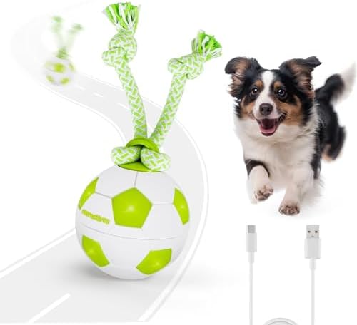 ALL FOR PAWS Interactive Dog Toys, Smart Dog Ball with Durable Rope, Automatic Moving and Rolling Ball Toys for Small Medium Large Dogs, Motion-Activated and USB Rechargeable