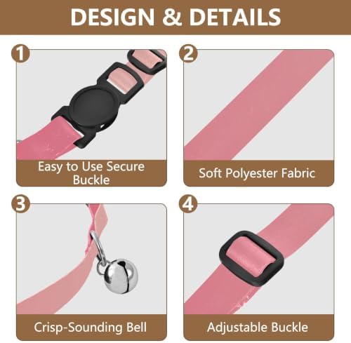 Gradient Pink Comfortable Cat Collar, 2 Pack Cat Collar with Bell