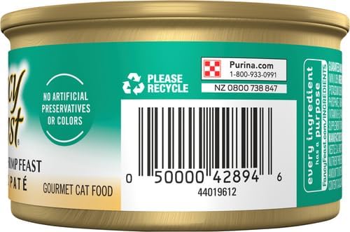 Fancy Feast Purina Cod, Sole and Shrimp Feast Classic Grain Free Wet Cat Food Pate - 3 oz. Cans (Pack of 48)
