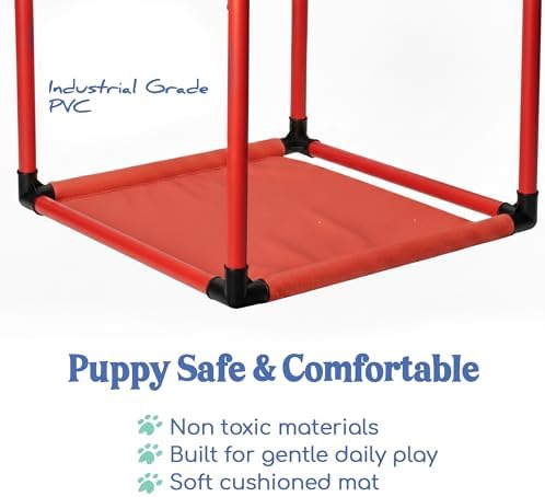 Race&Herd 19.5" Puppy Play Gym — Small Dog Jungle Activity Mat (Cherry)