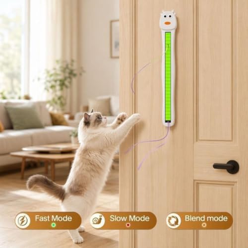 Interactive Cat Toys for Indoor Cats - Wall Mounted Electric Auto Motion Flying Rope Interactive Toy for Indoor Cats, Motion-Activated Flying Rope with Suction Cup for Boredom Relief (Blue)
