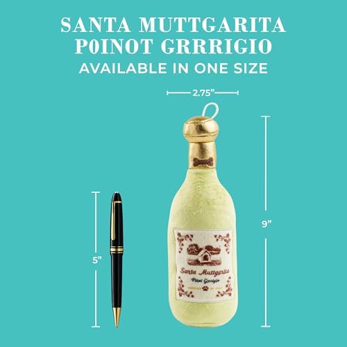 Haute Diggity Dog Santa Muttgarita Bottle Plush Dog Toy, Wine Parody Toy