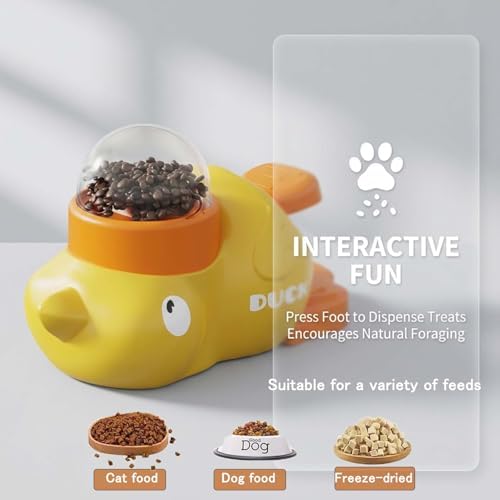 GROZY Duck Treat Dispenser Puzzle Toy, Interactive Slow Feeder for Dogs & Cats, IQ Training & Mental Stimulation, Reduces Bloating & Boredom, Non-Slip Base for Small Medium Pets