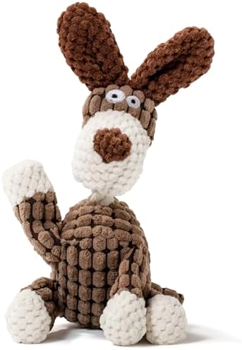 Squeaky Plush Dog Toy, Brown Stuffed Animal Chew Toy for Small Dogs