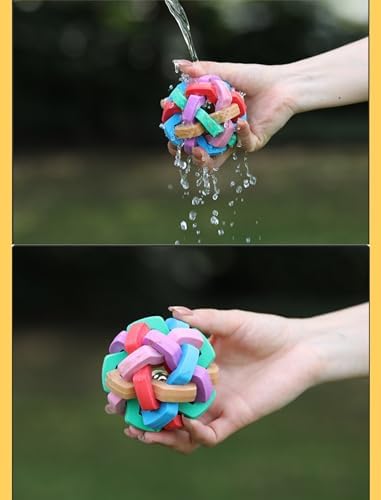 GLOGLOW Rubber Colorful Soft Ball Chewing Dog Toy with Inside Bell