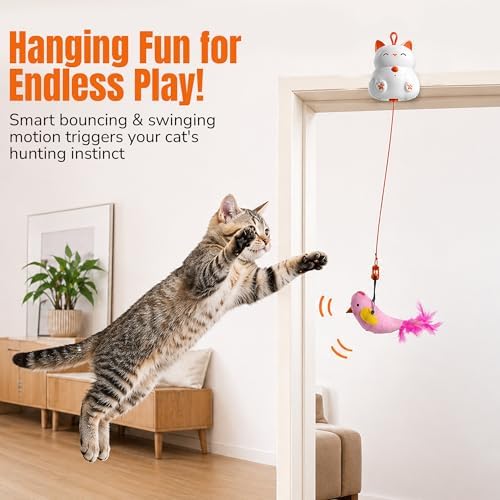 Indira Interactive Cat Toy – Automatic Moving Cat Toy with Birds & Ball, Cat Toys for Bored Indoor Adult Cats, Stimulating Cat Toys, Cat Interactive Toys for Indoor Cats Rechargeable