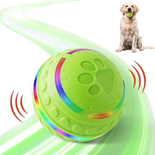 Interactive Dog Toys for Small & Medium Dogs, Pet Toys with Rechargeable & Waterproof, Automatic Rolling Dog Balls with Silicone Cover