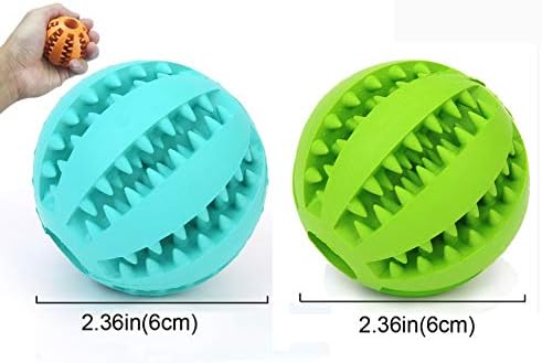 Sunglow 2 Pack Dog Toy Ball - Nontoxic Bite Resistant Teething Toys for Small/Medium/Large Dog and Puppy Cat, Dog Pet Food Treat Feeder Chew Tooth Cleaning Exercise Game IQ Training