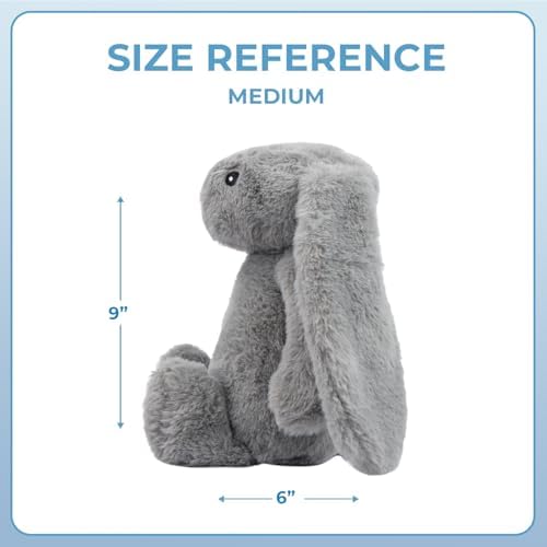 Best Pet Supplies Bunny Buddy Squeaky Plush Dog Toy - Gray | Soft Plush, Squeaks & Crinkles, Perfect for Moderate Chewers, Toss & Fetch Play, Stress & Anxiety Reliever, Ideal Gift Toy