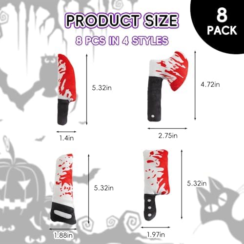 8pcs Catnip Toy, Indoor Knife Shaped Cat Toy Horror Plush Interactive Chew Bite Toys for Halloween Christmas Cat Kitten Indoor Festive Holiday Cat Lover Gift