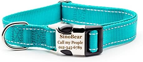 Durable Custom Dog Collar Laser Engraved Name Plate Sizes Adjustable