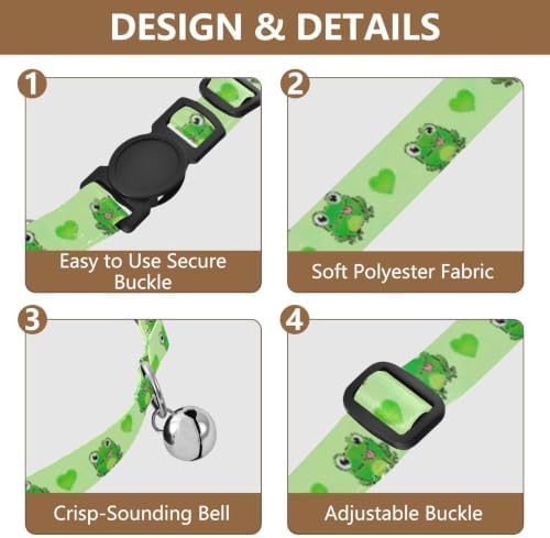 Cute Cartoon Frogs Kitten Collar 2 Pack Adjustable Pet Collar Length 10.6" to 17.1"