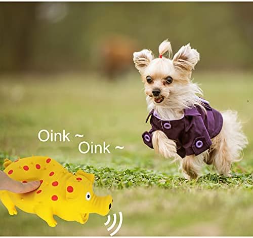 Andiker Dog Squeaky Toy, Dots Latex Dogs Chew Toys with a Oinks Sound Squeaker Grunting Pig Dog Toy Durable Self Play 8" Dogs Squeeze Toy for Dental Biting Chasing to Kill Boring Time (Yellow)