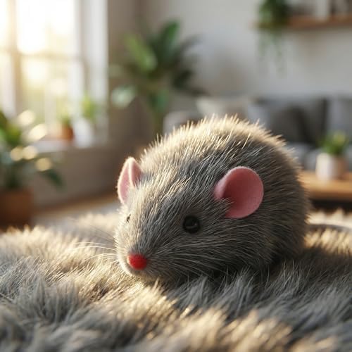 5Pcs Gray Fur Rattle Mouse Cat, Interactive Pet Play Mice, Animal for Cats, Pet Supplies