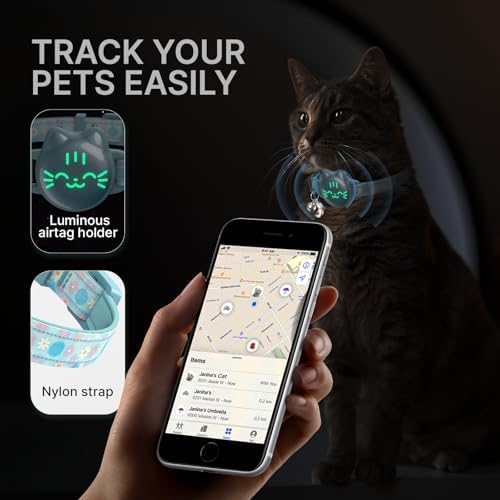 AirTag Cat Collar, Reflective Breakaway Collar, Hidden Holder with Bell | Compatible with Apple AirTag 1st & 2nd Gen, Lightweight Water-Resistant Strap for Cats, AirTag Not Included