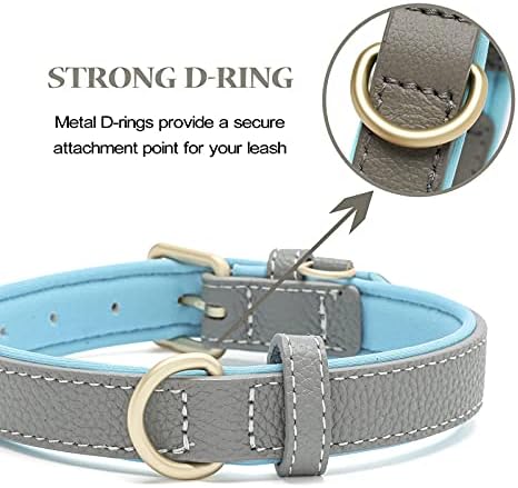 Leather Dog Collar for Small Medium Large Dogs Soft Waterproof Padded Puppy Collars