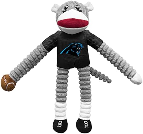 Littlearth NFL Carolina Panthers Sock Monkey Pet Toy, Team Color, One Size