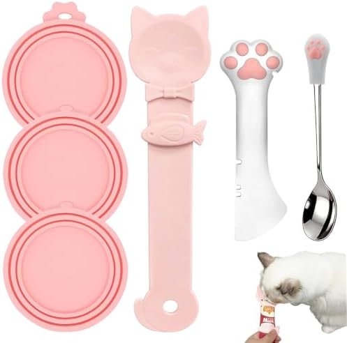 6PCS Set Cat Treat Spoon Squeeze,Can Lids, Opener Spatula and Spoon