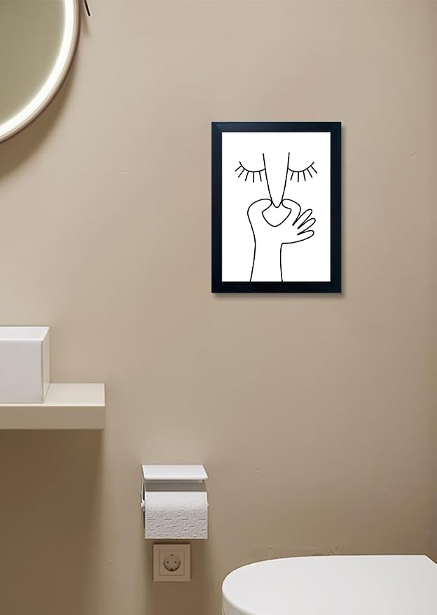 Framed Black and White Bathroom Wall Art Funny Bathroom Wall Decor Bad Smell Humor Canvas Print Artwork Toilet Art Decor