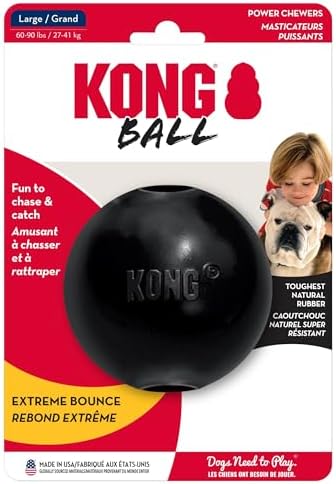 KONG Extreme Ball with Hole, Fetch Toy, Black, for Large/X-Large Dogs