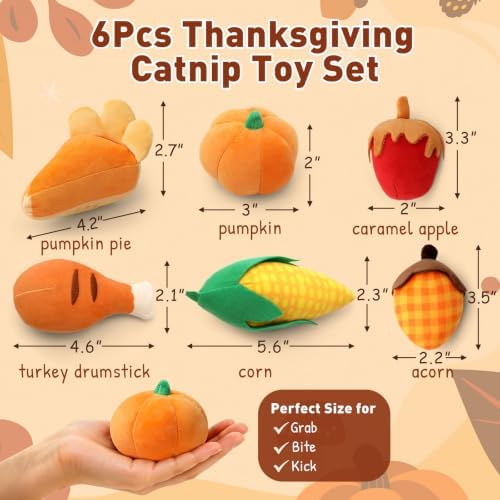 CiyvoLyeen Plush Thanksgiving Catnip Toys for Indoor Cats 6 Pack