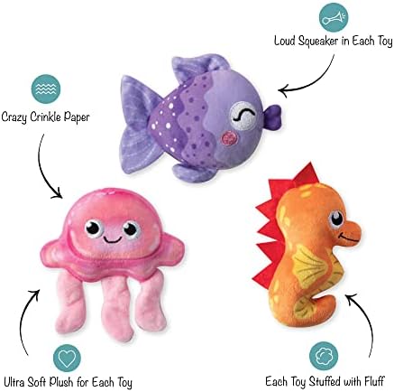 Fringe Studio Plush Dog Toy Set, IT’S A WATERFUL Life, 3 Piece Set, for Small Dogs (662009), Multicolor