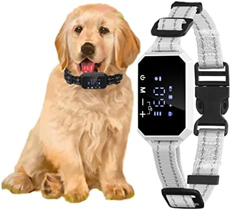 Dog Bark Collar,Rechargeable Smart Barking Collar with Remote 3280FT, Anti Barking Training Collar with Sensitivity Beep Vibration Shock, Bark Shock Collar for Large Medium Small Dogs (White)