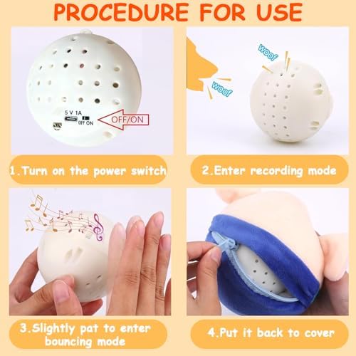 Interactive Dog Toys, Active Moving Pet Plush Toy, 2026 Upgraded Rechargeable Squeaky Dog Ball Toy with Recording Sound, Washable Cartoon Pig Plush Toy for Dogs Puppies (Blue)