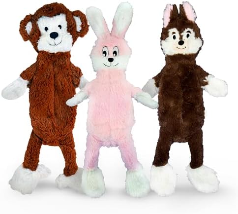 FGA MARKETPLACE Pack of 3 Flat NO Stuffing NO Squeak Plush Dog Toy, Funny Style Will Entertain Your Pet for Hours, Recommended for Small and Medium Dog 21 INCH Long