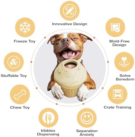Frozen Treat Dog Toy, Ice Cream Cone Slow Feeder, for All Breeds