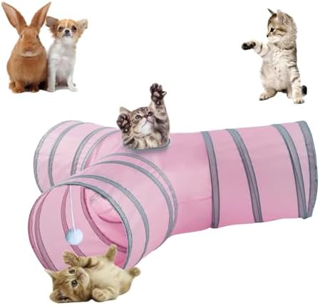 3-Way Collapsible Cat Tunnel Tube Toy Pink