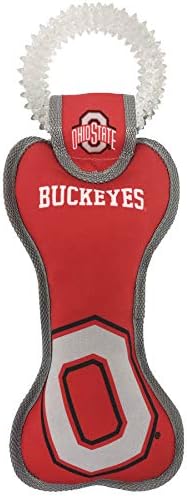 Pets First NCAA Ohio State Buckeyes Dental Dog TUG Toy with Squeaker. Tough PET Toy for Healthy Fun, Teething & Cleaning Pets Teeth & Gum