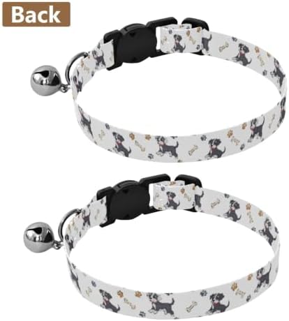 Paw Prints Dog Bones White Easy to Clean Puppy Collar 2 Pack Pet Collars for Cats