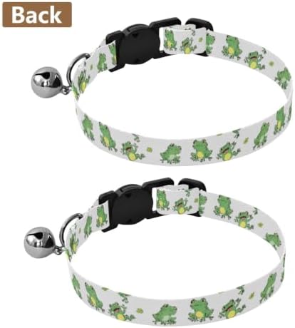 Cute Frogs Leaf White Adjustable Buckle Dog Collar 2 Pack Collar for Kitten
