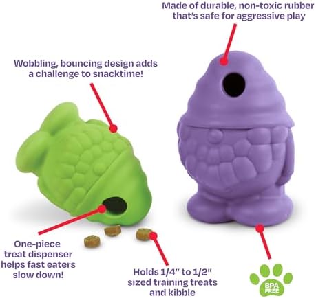 Brightkins Tough & Tumble Treat Dispenser Small Gnome - Tough Dog Toys, Interactive Puppy Toys, Puzzle Feeder for Dogs, Dog Treat Dispensing Ball, Mental Stimulation for Dogs, Enrichment Toy, Pet Toy