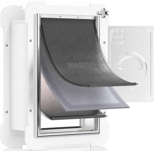 MIAOTONG Steel Dog Door for Wall, 3-Flap, Sturdy and Durable, Medium | Energy Efficient Pet Door with Steel Frame, Telescoping Tunnel,Never Rust Ruff Weather Doggie Door（Pets Up to 40 Lb）