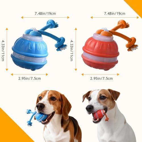 2 Mixed Zealburst Dog Toy, Interactive Dog Toys, 360° Smart Automatic Rolling Moving, Upgraded Motion Activated Squeaky Cat Balls, USB Rechargeable Smart Motion Pet Ball for Bored Pet Cats Dogs