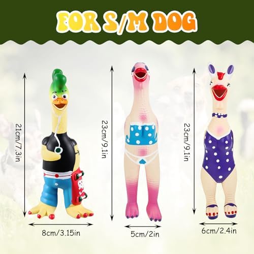Silipull 3 Pcs Squeaky Rubber Chicken Dog Toys Latex Chew Toys, Funny