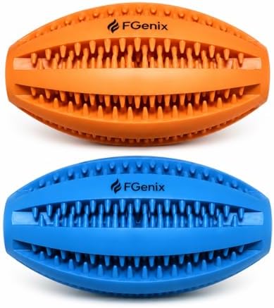 Dog Treat Ball (2 Pack) — Interactive Treat Dispensing Chew Toy for Small, Medium & Large Dogs, Textured Rubber for Dental Cleaning, Boredom & Stress Relief, Blue & Orange