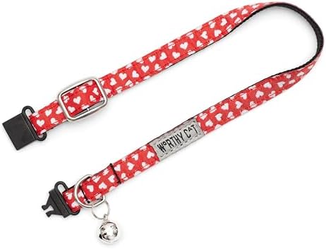 THE WORTHY DOG Summer Patterns, Breakaway Cat Collar, with Bell, Red