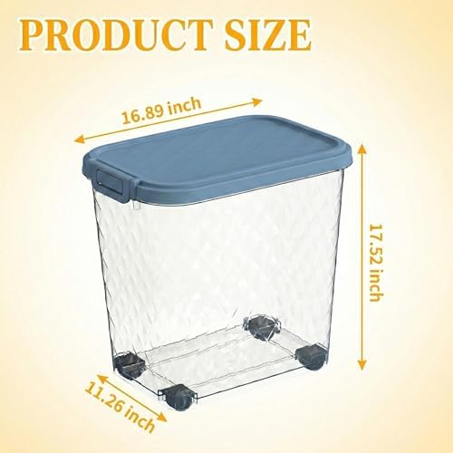 DRATO Pet Food Storage Container with Sealed Lid, Transparent Large Capacity Resin Bin for Dry Food, Treats, and Supplies, Includes Measuring Cup and Slow-Feed Bowl
