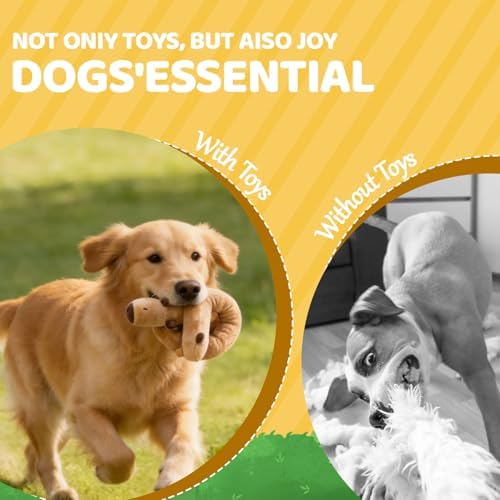 Puffluv Long Squeaky Dog Toys,Soft Crinkle Chew Plush Animal Shape to Reduce Boredom Keep Doggie Busy,Cute Pet Interactive for Puppies &Adult Dog-Beagle