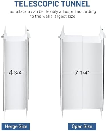 Pet Door for Wall - Steel Frame, Telescoping Tunnel & Double Silicone Flaps Dog Door, Cat Doors with Secure Lock (Cat Up to 10 lbs) - Small