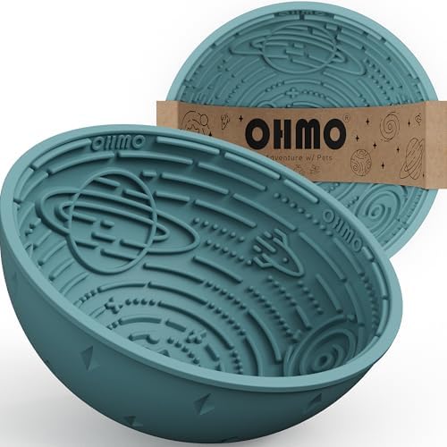 OHMO Slow Feeder Bowl & Lick Mat for Dogs, Galaxy Design, 6.3", Light Blue