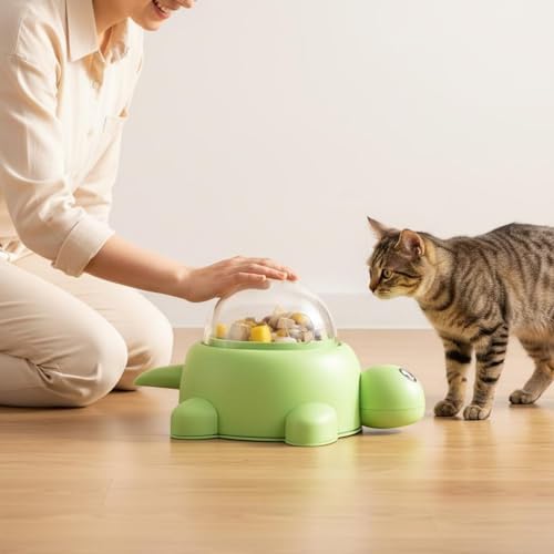 Interactive Puzzle Feeder Turtle Snack Dispenser Food Puzzle Slow Feeder Pet Toy Design with Press and Paw Action to Release Treats Suitable for Cats Dogs Home Play Feeding Routine